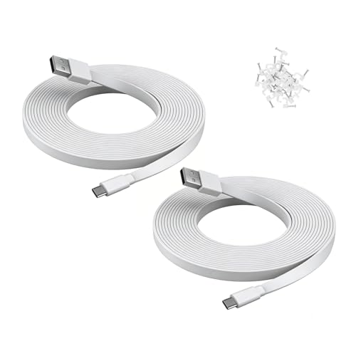 PDEEY 2 Pack 25 ft USB C Cable for Security Camera Outdoor Indoor, Type-C Extension Charging Cord Flat, Waterproof, with Wire Clips - Image 4