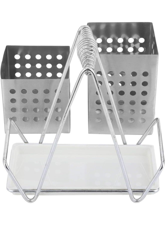klarako Stainless Steel Chopsticks Holder Tableware Storage Rack Drain Rack Kitchen Storage Box Set Chopsticks Holder Set  - Image 4