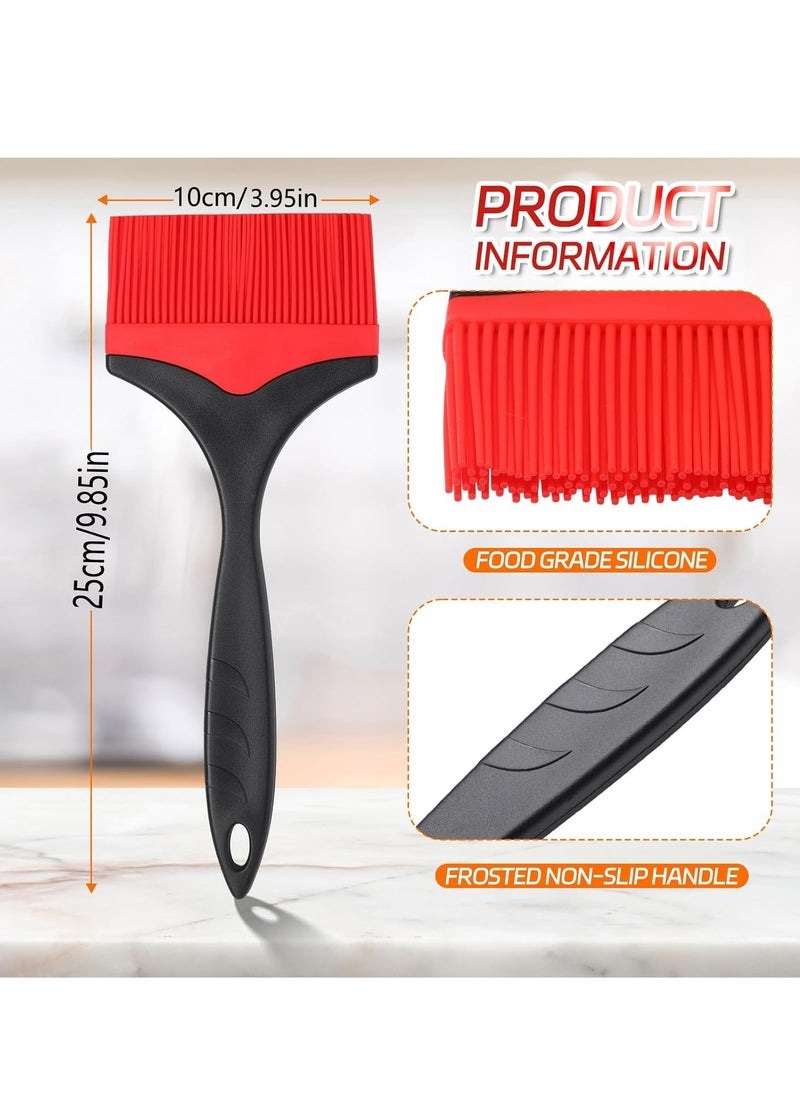 Oasisgalore - Extra Wide Red Silicone Basting Brush, 3.95" Heat Resistant for Grilling, Cooking, BBQ (Set of 2) - Image 1