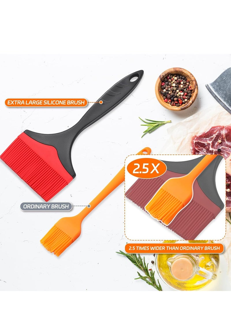 Oasisgalore - Extra Wide Red Silicone Basting Brush, 3.95" Heat Resistant for Grilling, Cooking, BBQ (Set of 2) - Image 1