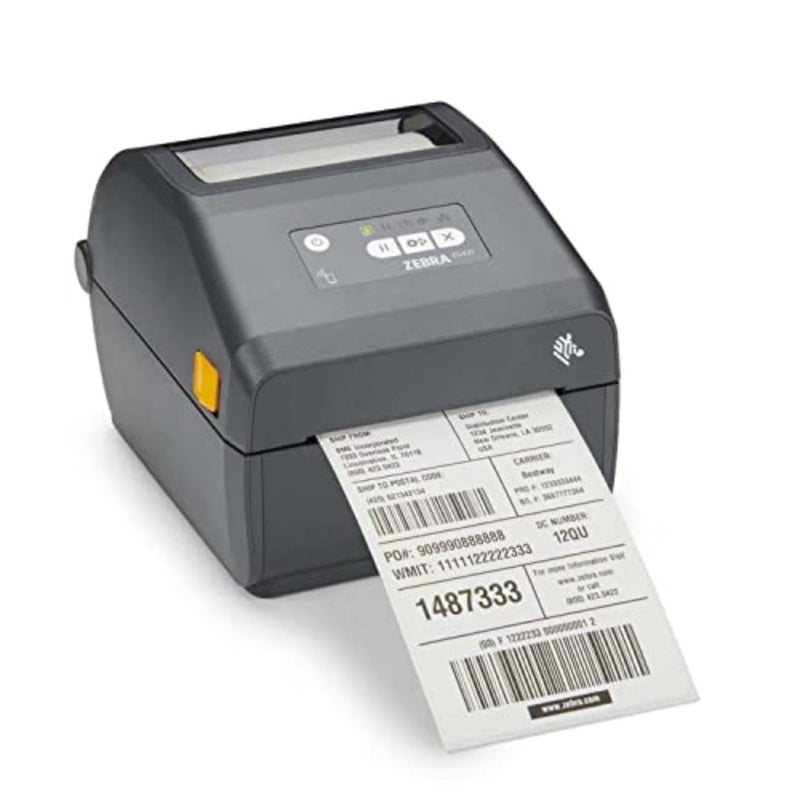 طابعة حرارية مباشرة Zebra ZD421 للخدمات اللوجستية والتصنيع وتجارة التجزئة والرعاية الصحية مع غلاف بلاستيكي أسود مزود بتقنية Bluetooth ومضيف USB ومقبس اتصال معياري - Image 1