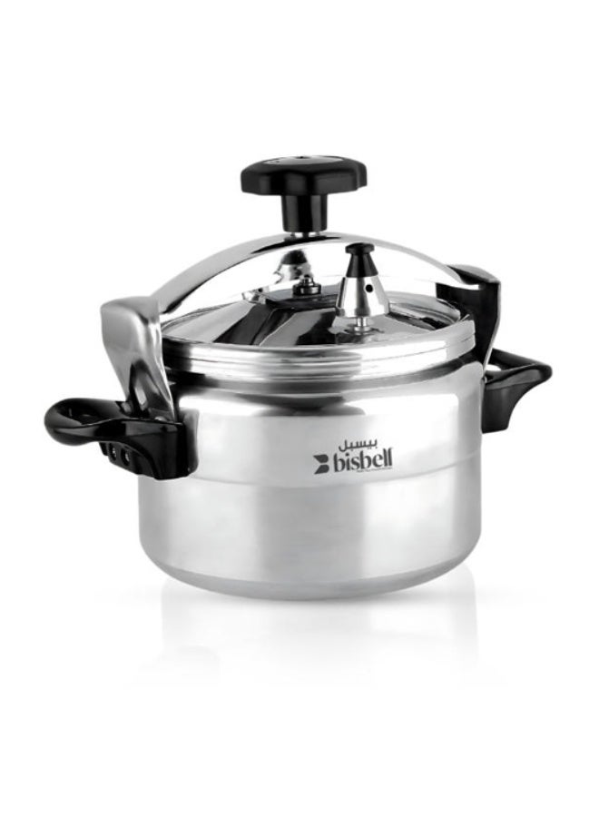 Bisbell 11L Aluminium Alloy Pressure Cooker With Multi-Safety Device, Three-Ply Compacting Welding Base, Heat Resistant Bakelite Handles, Premium 3030 Aluminium Silver/Black - Image 1