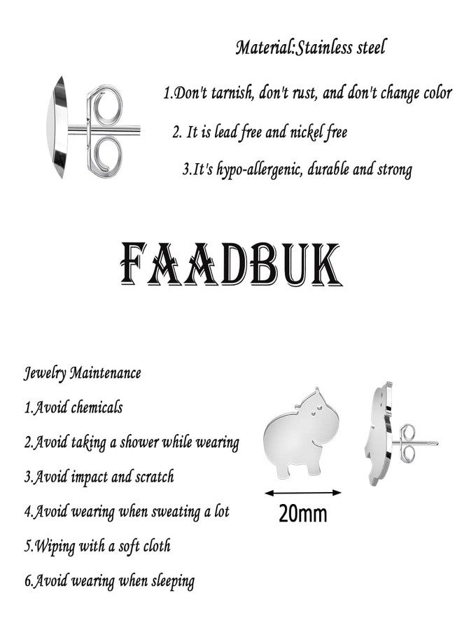 FAADBUK هدية لمحبي فرس النهر: مجوهرات فرس النهر، أقراط مرصعة على شكل فرس النهر (أقراط مرصعة على شكل فرس النهر) - Image 2