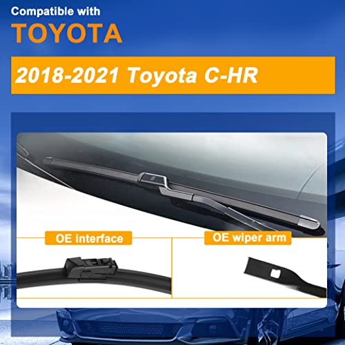 RAINTOK Windshield Wiper Blades Replacement for Toyota CHR C-HR 2018 2019 2020 2021 Original Factory Quality Front Rear Wipers Blade Set for Car - 26" 16" 14" (Piece of 3) - Image 2