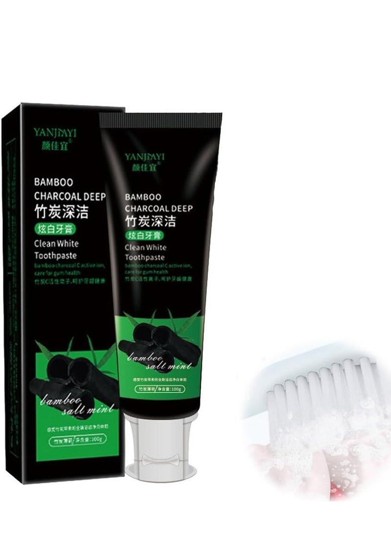 YANJIAYI 110g Bamboo Charcoal Toothpaste for Yellow, Teeth Sensitive Toothpaste for Adults Natural Deep Cleaning Toothpaste Removes Coffee Stains and Freshens Breath Portable Travel Toothpaste - Image 1