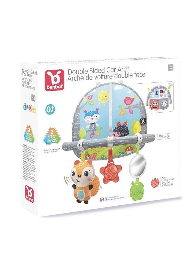 BENBAT Car Seat Toys for Babies - Double Sided Rear Facing Carseat Toy with Baby Mirror for Infants Girls and Boys 0+ Month Blue - Image 1