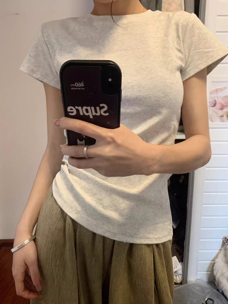 American-Style Fashionable Pure Desire Short-Sleeve T-Shirt With Sweet And Spicy Slim Fit, Short And Versatile Design, Niche Ins-Style Top - Image 3