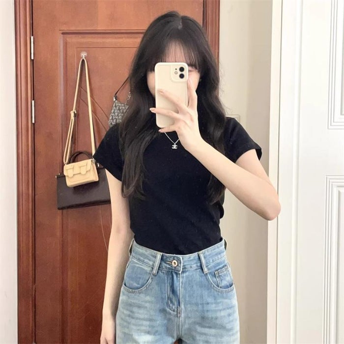 American-Style Fashionable Pure Desire Short-Sleeve T-Shirt With Sweet And Spicy Slim Fit, Short And Versatile Design, Niche Ins-Style Top - Image 1