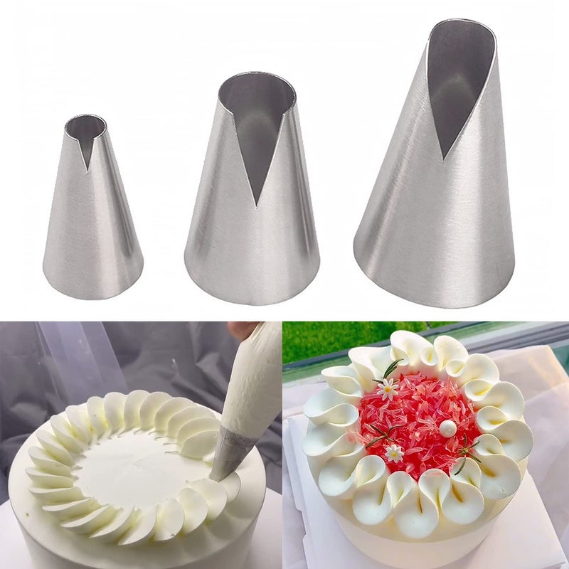 Suuker 3 Pieces Russian Piping Tips SetVshaped Wave Cake Decorating Nozzles Tips Piping Kit for Pastry Cupcakes Cakes Cookies Decorating Stainless Steel Kitchen Gadgets