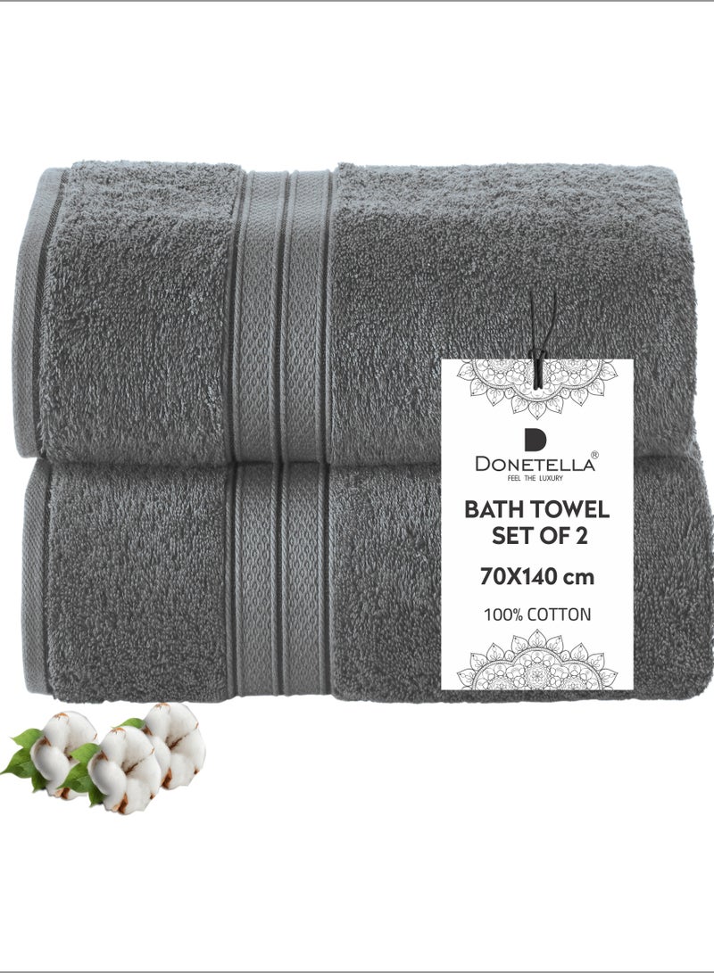 Donetella Premium 100 % Combed Cotton 2-Pcs Bath Towel Set (70 X 140 CM) 600 GSM Large Towel, Highly Absorbent, Quick Dry,Best Towel for Bathroom, Spa And Hotel. - Image 1