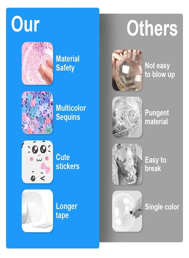 Jaxbo Nano Tape Bubbles Kit，Plastic Bubbles Balloon，Double Sided Super Elastic Bubble Plastic with DIY Sequin Stickers for Party - Image 5