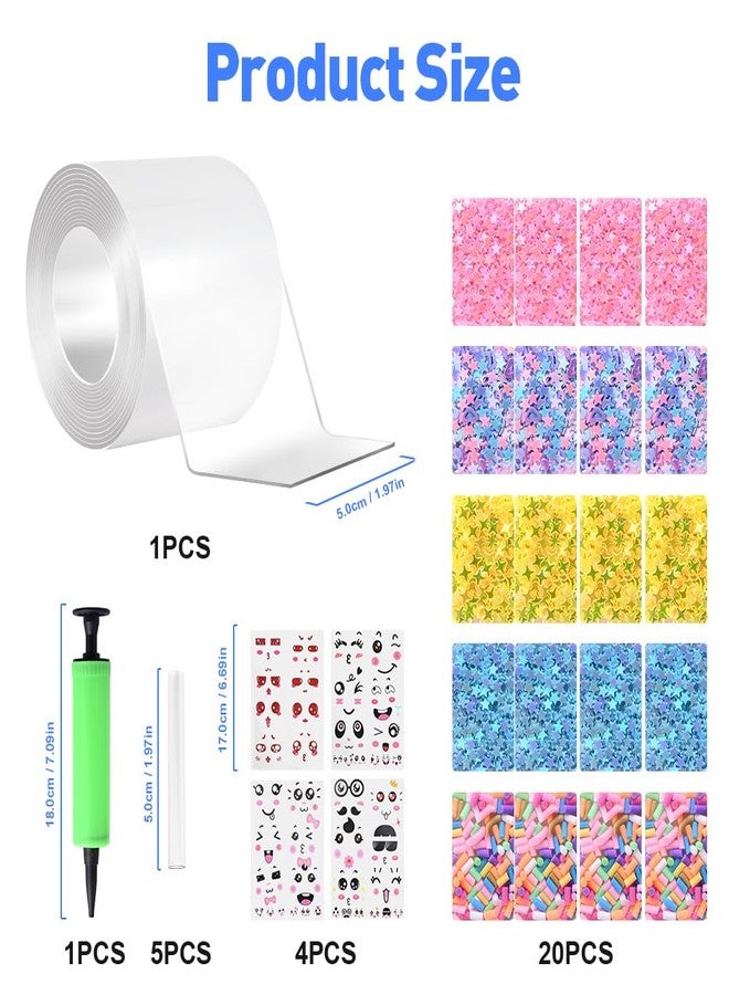 Jaxbo Nano Tape Bubbles Kit，Plastic Bubbles Balloon，Double Sided Super Elastic Bubble Plastic with DIY Sequin Stickers for Party - Image 2
