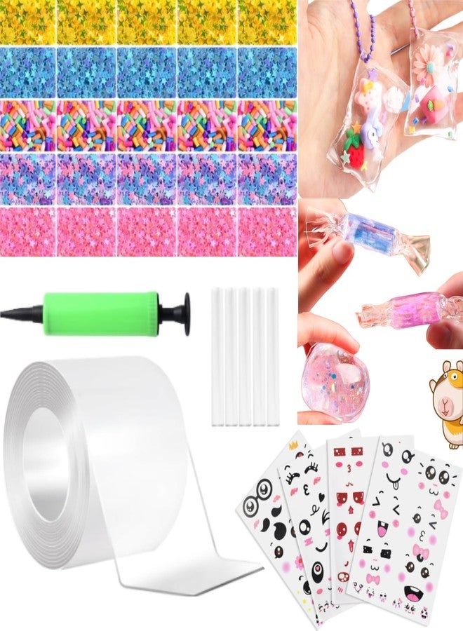 Jaxbo Nano Tape Bubbles Kit，Plastic Bubbles Balloon，Double Sided Super Elastic Bubble Plastic with DIY Sequin Stickers for Party - Image 1