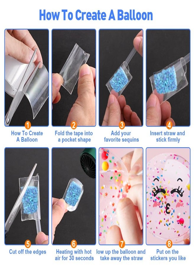 Jaxbo Nano Tape Bubbles Kit，Plastic Bubbles Balloon，Double Sided Super Elastic Bubble Plastic with DIY Sequin Stickers for Party - Image 3