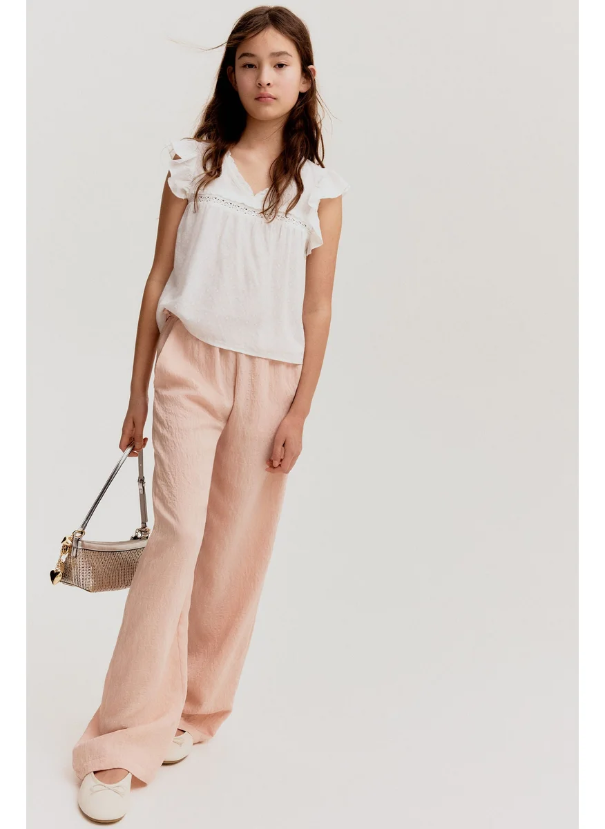 H&M Frill-Trimmed Cotton Blouse