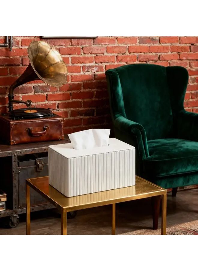 Orange Stripes Luxury Faux Leather Tissue Box Decorative And Practical For Home Living Room - Image 3