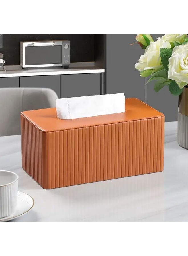 Orange Stripes Luxury Faux Leather Tissue Box Decorative And Practical For Home Living Room - Image 1