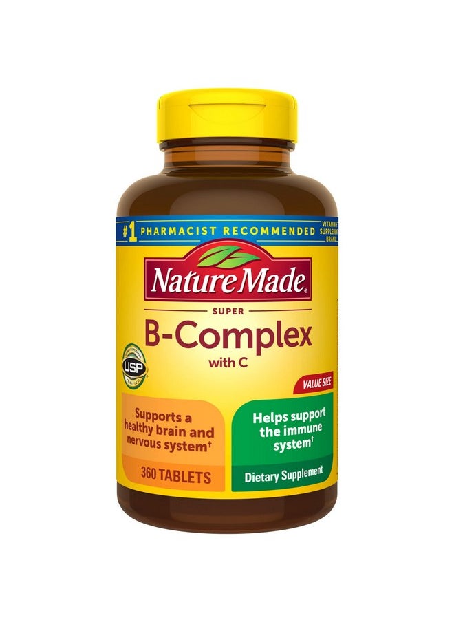 ناتشر ميد Nature Made Super B Complex مع فيتامين C وحمض الفوليك، مكمل غذائي لدعم المناعة، 360 قرصًا، إمداد لمدة 360 يومًا  - Image 1