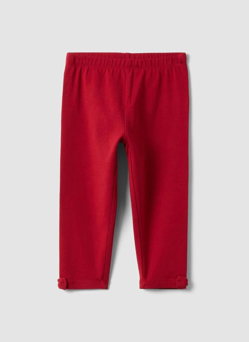 Ovs OVS Red Stretch Organic Cotton Leggings With Bow Details For Baby Girl