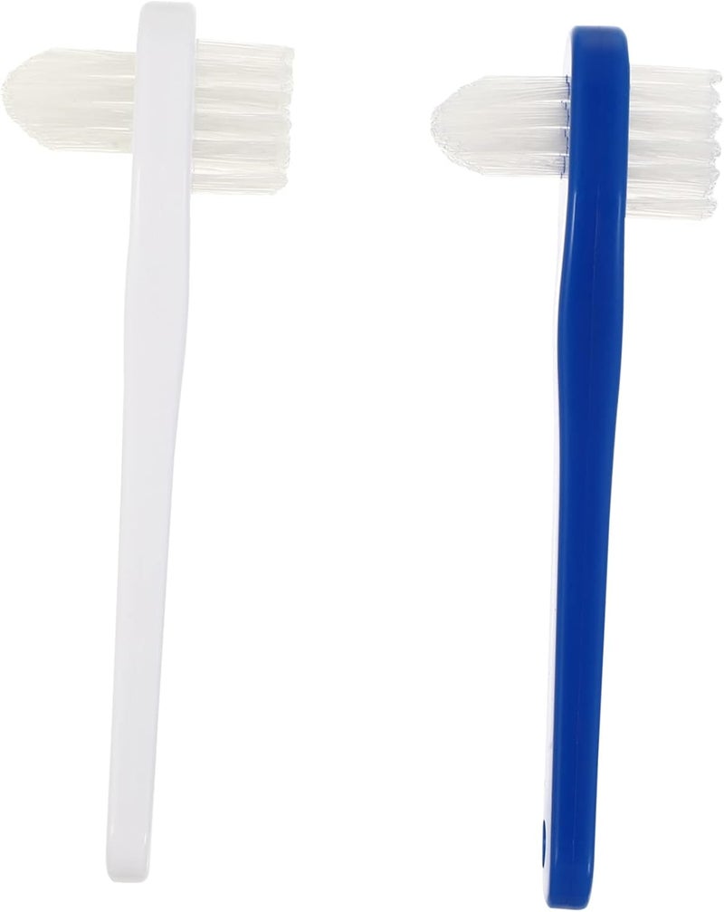 2pcs Dual Head Denture Brush for False Teeth Travel Toothbrush Hard Bristles Double Sided Cleaning Tool for Retainer and Dentures - Image 1