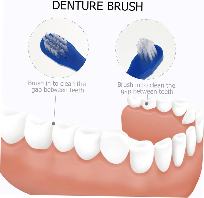 2pcs Dual Head Denture Brush for False Teeth Travel Toothbrush Hard Bristles Double Sided Cleaning Tool for Retainer and Dentures - Image 3