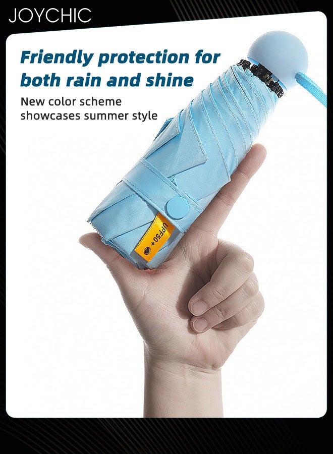 Joychic مظلة حماية من الأشعة فوق البنفسجية UPF 50+، مظلة جيب خفيفة الوزن للسفر صغيرة الحجم باللون الأزرق - Image 2