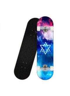 Generic Blue Starry Sky Four Wheels Fashion Skateboard Beginner Primary Skate Board High Elastic PU Wheel Training longboard Solid and Flash Natural Wood Maple Deck Suitable all Kinds of People  - Image 1