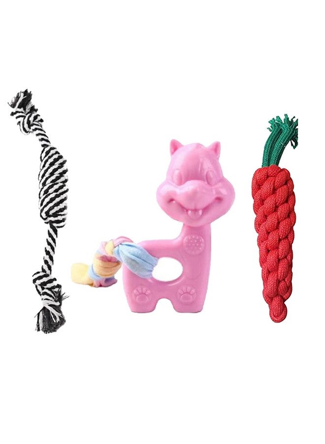 Emily Pets 1Pc Braided Rope Decor Cartoon Gilaharee Shaped Dog Squeaky Pet Playing Toys For Dog Chew Toy Pet Rope Toy Dogs,Puppies And Cat(Color May Vary) Pack Of 3 - Image 1