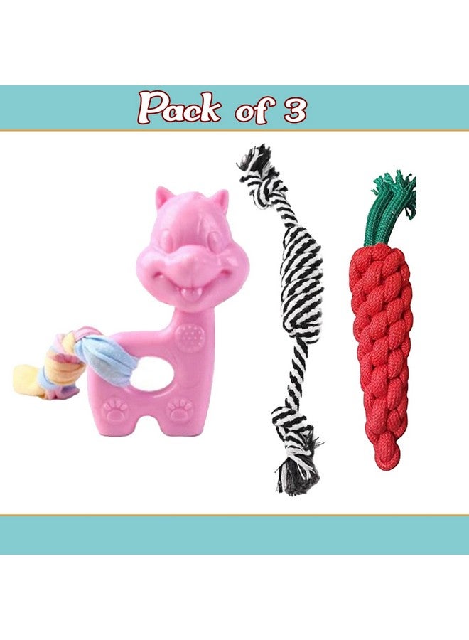 Emily Pets 1Pc Braided Rope Decor Cartoon Gilaharee Shaped Dog Squeaky Pet Playing Toys For Dog Chew Toy Pet Rope Toy Dogs,Puppies And Cat(Color May Vary) Pack Of 3 - Image 2