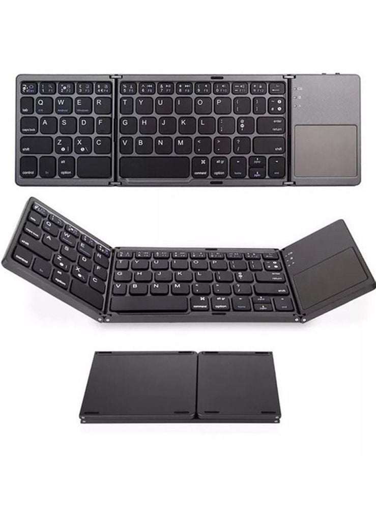 Generic - New Portable Mini Three Folding Bluetooth Keyboard Wireless Foldable Touchpad Keypad for IOS Android Windows ipad Tablet "Flexible Keyboard for Mobile Devices" - Image 1