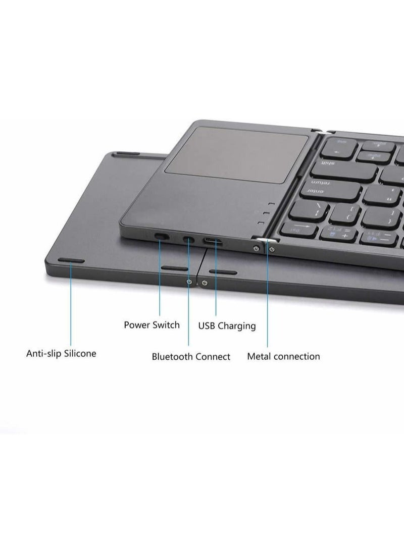 Generic - New Portable Mini Three Folding Bluetooth Keyboard Wireless Foldable Touchpad Keypad for IOS Android Windows ipad Tablet "Flexible Keyboard for Mobile Devices" - Image 1