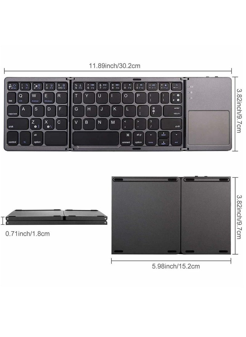 Generic - New Portable Mini Three Folding Bluetooth Keyboard Wireless Foldable Touchpad Keypad for IOS Android Windows ipad Tablet "Flexible Keyboard for Mobile Devices" - Image 1