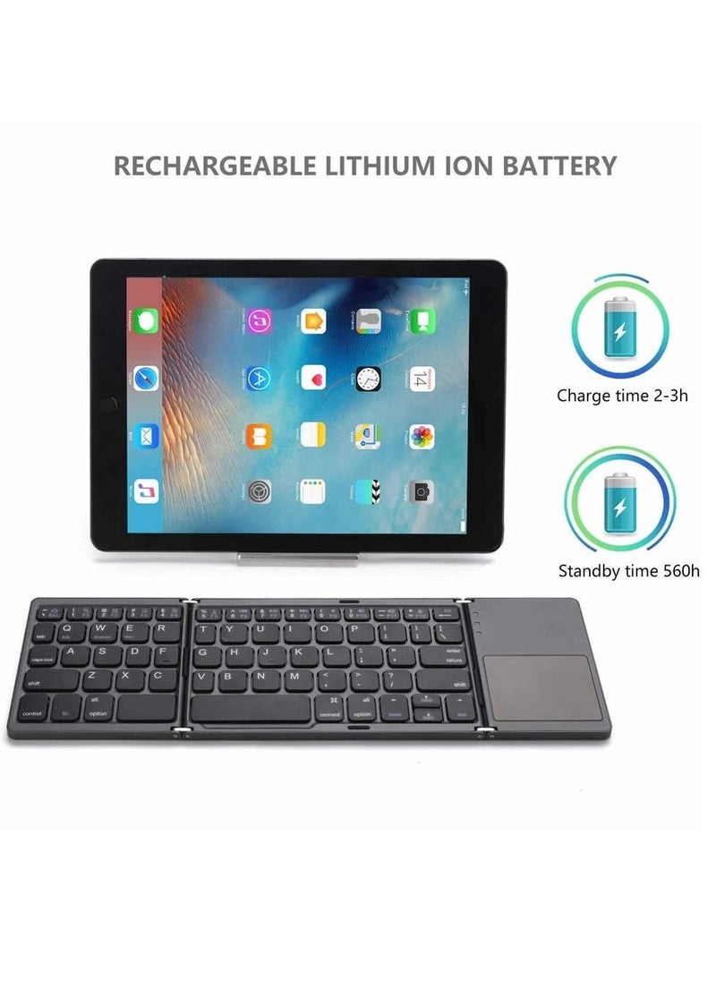 Generic - New Portable Mini Three Folding Bluetooth Keyboard Wireless Foldable Touchpad Keypad for IOS Android Windows ipad Tablet "Flexible Keyboard for Mobile Devices" - Image 1