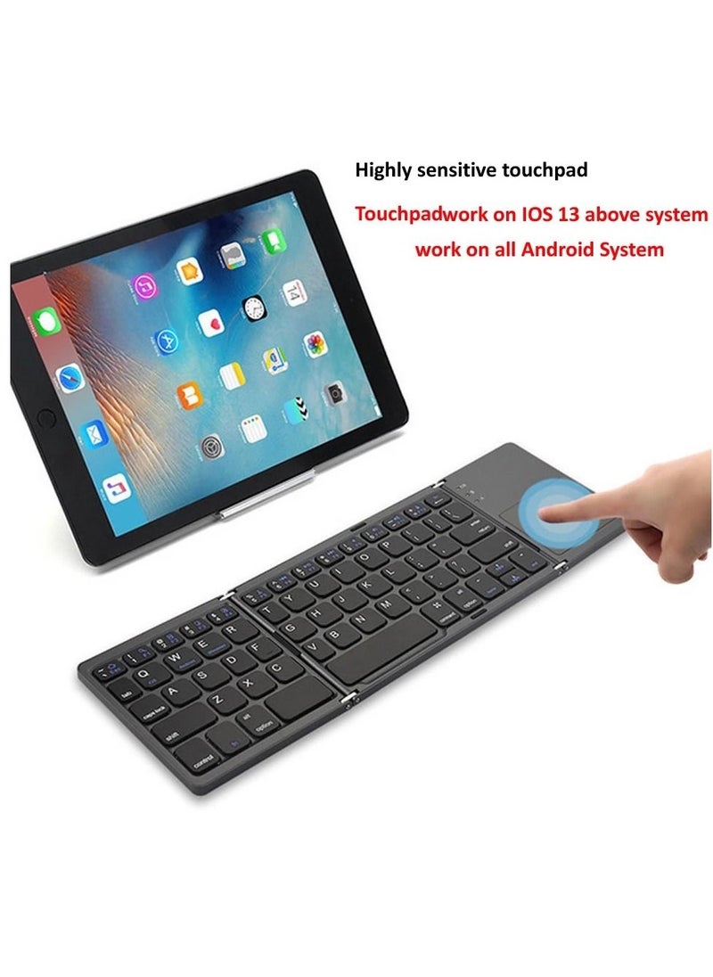 Generic - New Portable Mini Three Folding Bluetooth Keyboard Wireless Foldable Touchpad Keypad for IOS Android Windows ipad Tablet "Flexible Keyboard for Mobile Devices" - Image 1