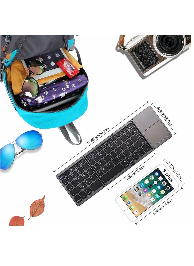 Generic - New Portable Mini Three Folding Bluetooth Keyboard Wireless Foldable Touchpad Keypad for IOS Android Windows ipad Tablet "Flexible Keyboard for Mobile Devices" - Image 1