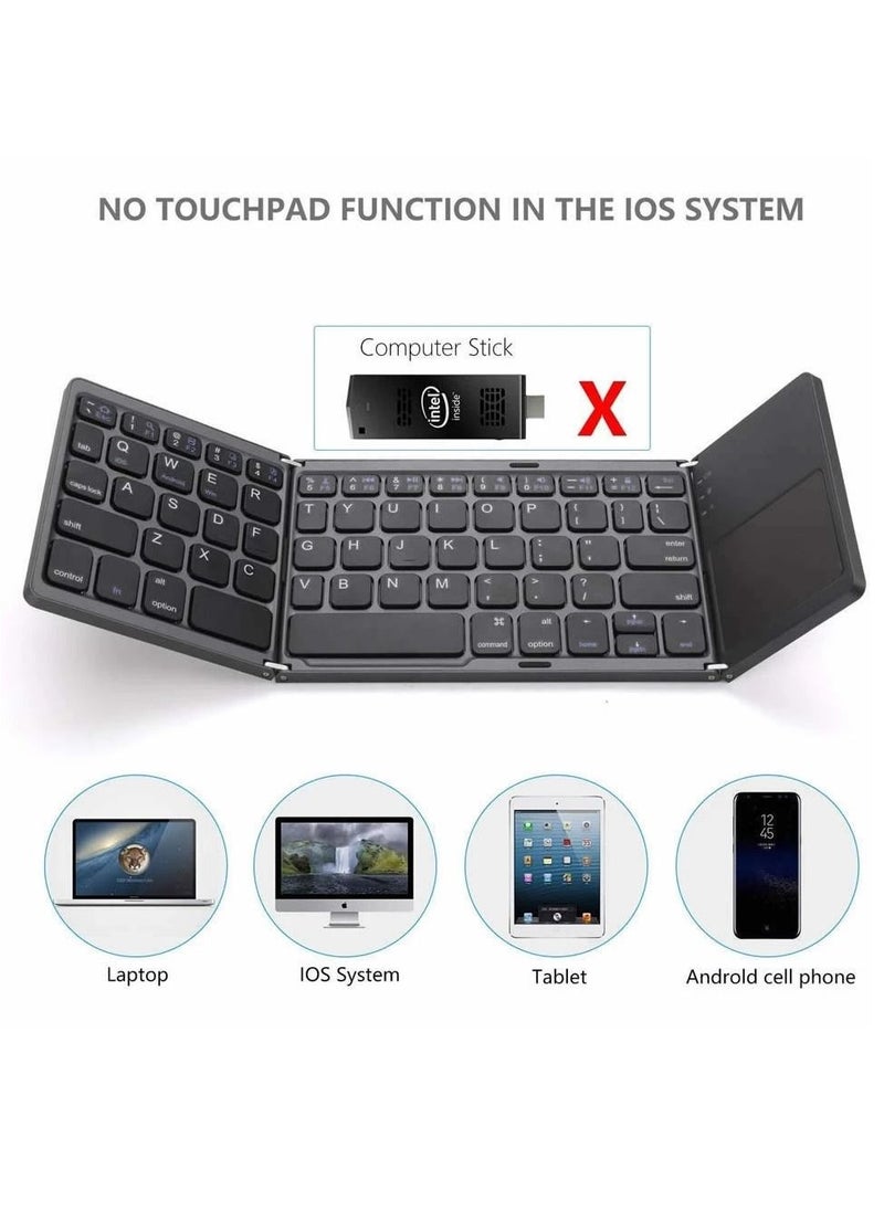 Generic - New Portable Mini Three Folding Bluetooth Keyboard Wireless Foldable Touchpad Keypad for IOS Android Windows ipad Tablet "Flexible Keyboard for Mobile Devices" - Image 1