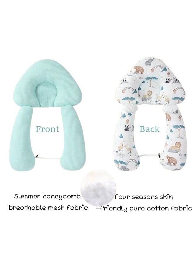 Vinnatsu 1PCS Baby Head Shaping Pillow With 2 Removable Fixing Posts 2 In 1 Baby's Head Shaping Pillow Double-Sided Babies and Toddler Bedding Neck Support Baby Memory Foam Pillow Adjustable Height(Animals）