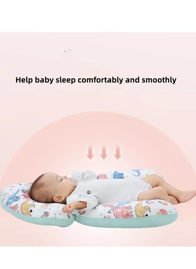 Vinnatsu 1PCS Baby Head Shaping Pillow With 2 Removable Fixing Posts 2 In 1 Baby's Head Shaping Pillow Double-Sided Babies and Toddler Bedding Neck Support Baby Memory Foam Pillow Adjustable Height(Animals）