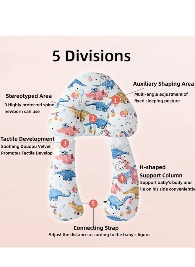 Vinnatsu 1PCS Baby Head Shaping Pillow With 2 Removable Fixing Posts 2 In 1 Baby's Head Shaping Pillow Double-Sided Babies and Toddler Bedding Neck Support Baby Memory Foam Pillow Adjustable Height(Animals）