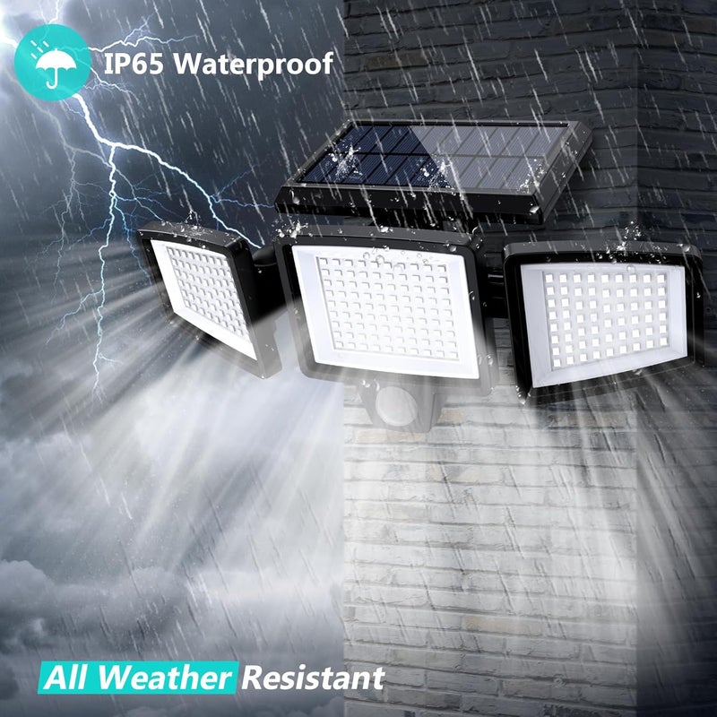 Tuffenough Solar Outdoor Lights 2500LM 210 LED Security Lights with Remote Control,3 Heads Motion Sensor Lights, IP65 Waterproof,270° Wide Angle Flood Wall Lights with 3 Modes(1 Packs) - Image 5