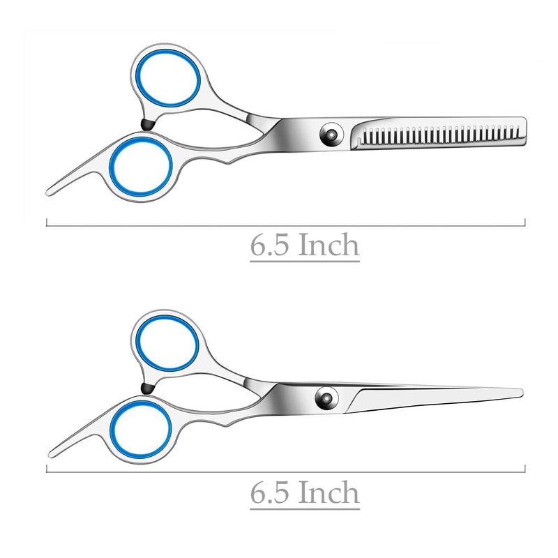 Foreignholics Professional Stainless Steel Hair Cutting 2 Barber Scissor and 1 Comb Set for Saloon and Home Use Thinning Shears Kit (Set of 3) - Image 1