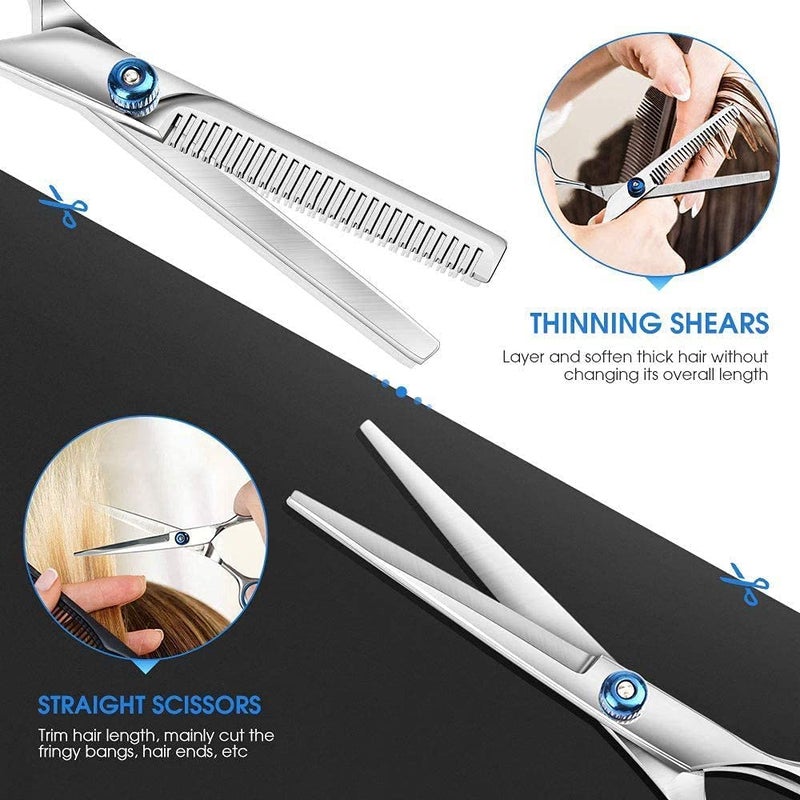 Foreignholics Professional Stainless Steel Hair Cutting 2 Barber Scissor and 1 Comb Set for Saloon and Home Use Thinning Shears Kit (Set of 3) - Image 2