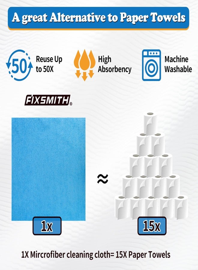 FIXSMITH Shop Towels, Pack of 12, Microfiber Cleaning Cloth Bulk, Microfiber Towels for Cars, Lint Free, Scratch-Free Microfiber Towels, Cleaning Rags for Housekeeping, 11.5 x 11.5 inch - Image 4