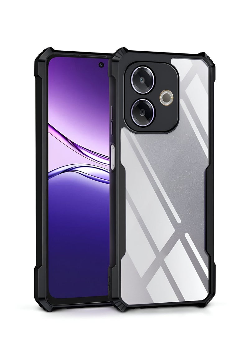دبليو تيك Oppo A5 Pro 4G / 5G 2025 Hybrid TPU سيليكون مع مصدات درع مرتفعة غطاء حافظة رفيع - شفاف / أسود - Image 1