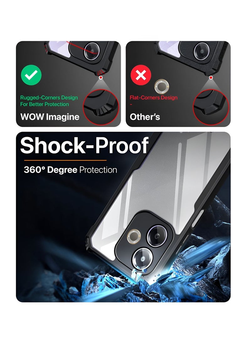 دبليو تيك Oppo A5 Pro 4G / 5G 2025 Hybrid TPU سيليكون مع مصدات درع مرتفعة غطاء حافظة رفيع - شفاف / أسود - Image 2