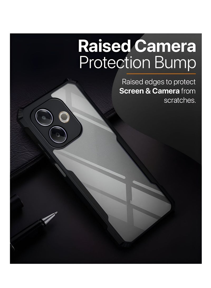 دبليو تيك Oppo A5 Pro 4G / 5G 2025 Hybrid TPU سيليكون مع مصدات درع مرتفعة غطاء حافظة رفيع - شفاف / أسود - Image 4