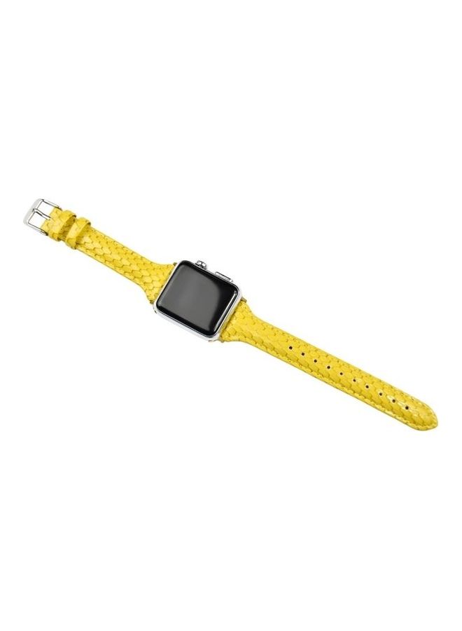 NIBEMINENT Snake Texture Small Waist Leather Replacement Strap Watchband For Apple Watch Series 7/6/SE/5/4/3/2/1 38/40/41mm Yellow - Image 3