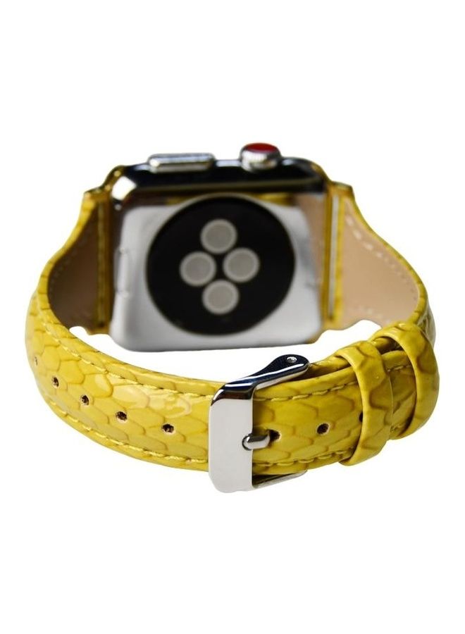 NIBEMINENT Snake Texture Small Waist Leather Replacement Strap Watchband For Apple Watch Series 7/6/SE/5/4/3/2/1 38/40/41mm Yellow - Image 5