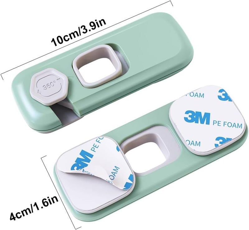 JZS Child Proof Refrigerator Lock, Fridge Locks for Kids with Sticky Adhesive Pads, Child Safety Locks for Doors, RV Refrigerator, Oven Lock Child Safety Baby Cabinet Locks (2 Pack, Green) - Image 2
