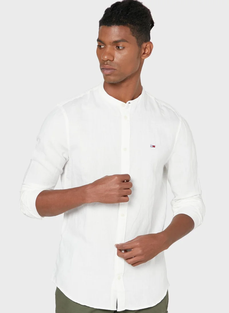 TOMMY JEANS Grandad Collar Slim Fit Shirt